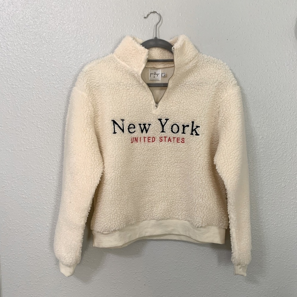 Princess Polly Sherpa New York Quarter Zip Pullover